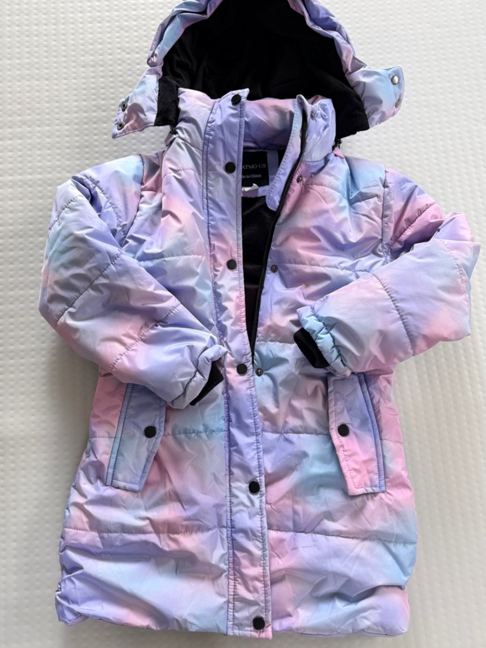 Kids Gradient Pastel Puffer Coat with Hood - Multicolor